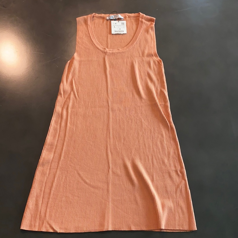 ZARA, coral ribbed tank tunic